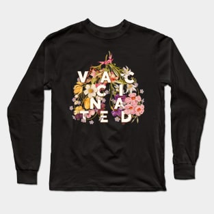 Vaccinated - Floral Lungs Typography Design | Fully Vaccinated | Plant Herbal Herbarium Herb Herbaria Botanical vintage wild flowers | Breathe Long Sleeve T-Shirt